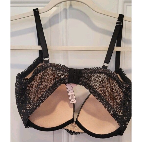 Victoria's Secret Dream Angels Push Up Black Lace Nude Bra 34DD Sexy Lingerie - Picture 2 of 12